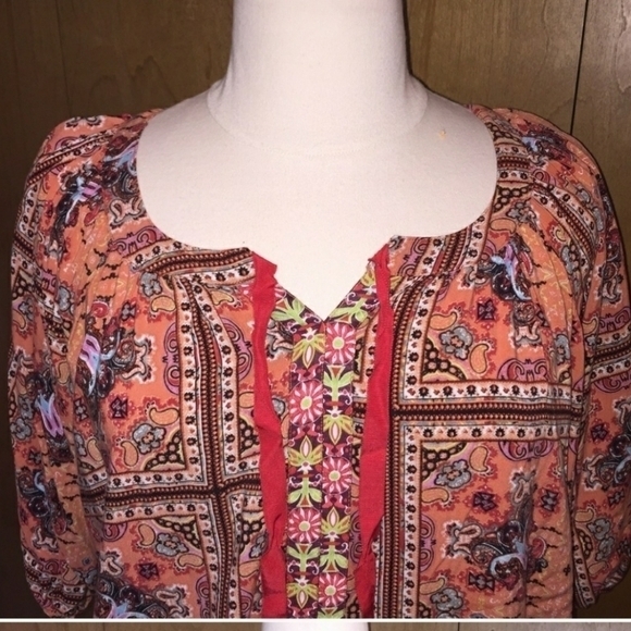 One World Peasant Top 1X Multicolored - Picture 2 of 8